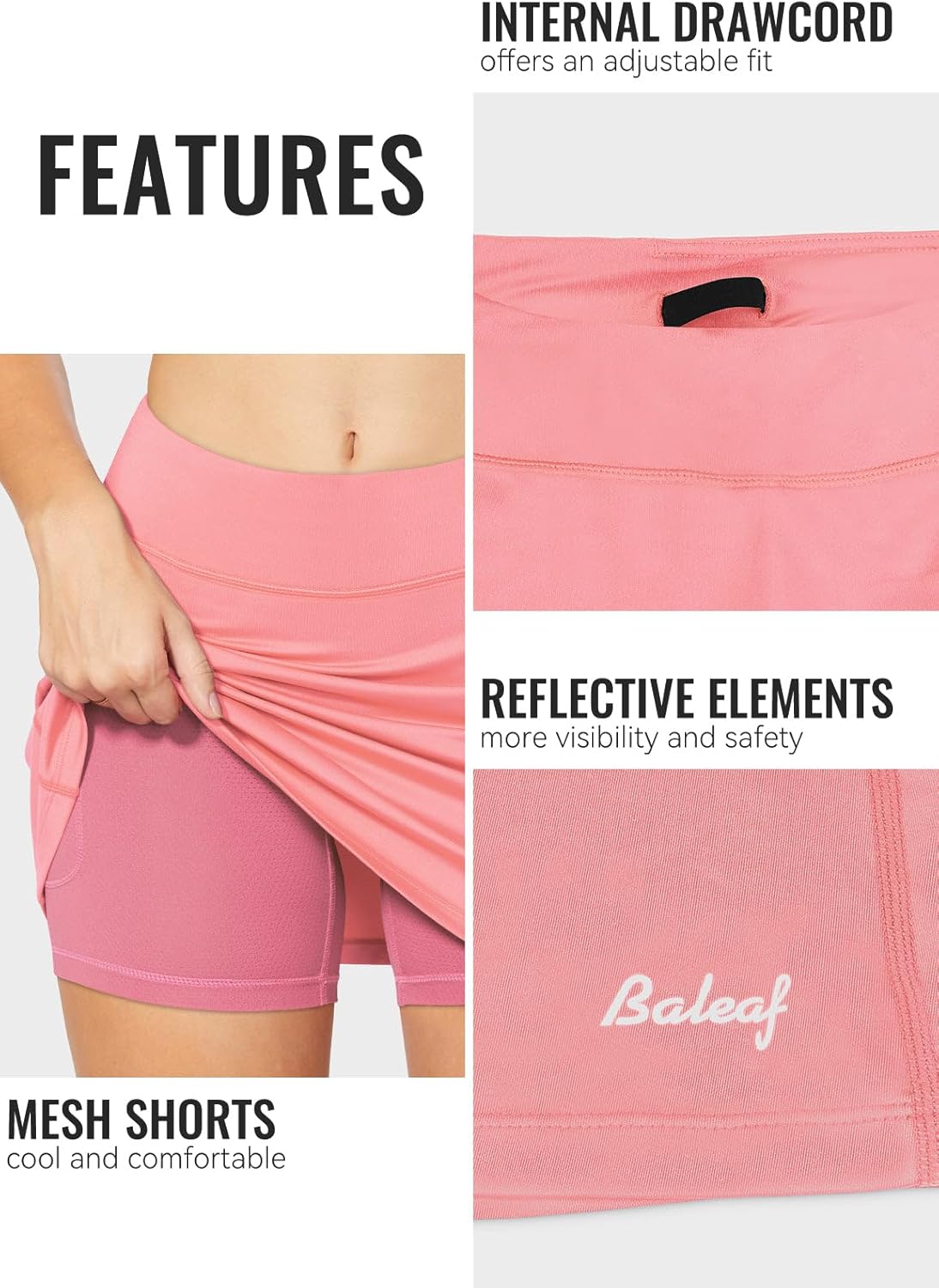 baleaf Damen Tennis Golf Röcke Skorts mit Shorts Laufsport Stretch Athletic mit Innentaschen