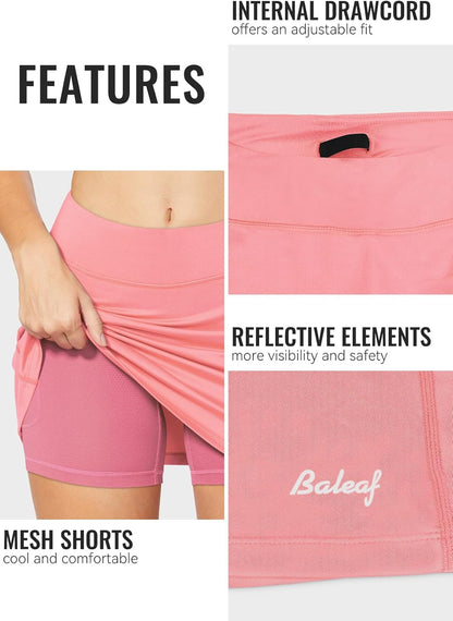 baleaf Damen Tennis Golf Röcke Skorts mit Shorts Laufsport Stretch Athletic mit Innentaschen