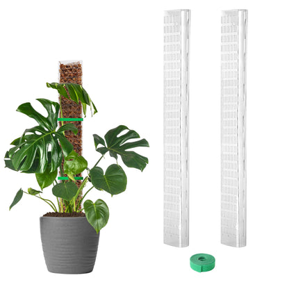 EOX 4 Pcs 24 Inch Plastic Moss Pole for Monstera, Large D Shaped Poles for Climbing Plants Work with Sphagnum Moss, 90 Inch Plant Stake Set of 4, Garden Ties