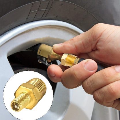 2pcs Brass Air Inflator Adapter, 1/4" NPT (M) to Standard Valve for Schrader (M) Tire Inflator Connector for Auto Tyre Valve Adapter for Presta Air Compressor Portable Air Hose Air Chuck