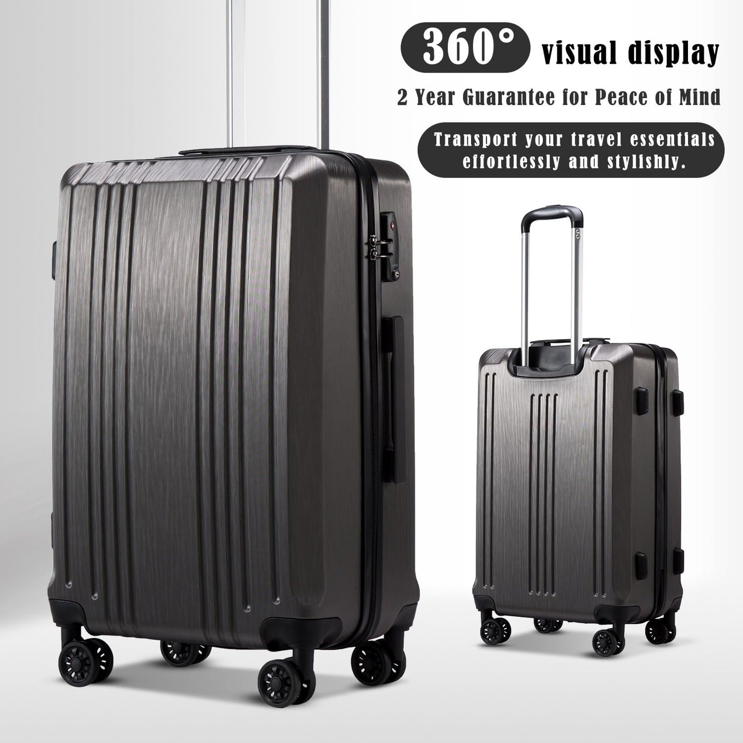 Coolife Koffer PC+ABS mit TSA-Schloss Rollkoffer Hartschale Leichtgewicht 20 Zoll 24 Zoll 28 Zoll (Orange, S (20 Zoll_Handgepäck))
