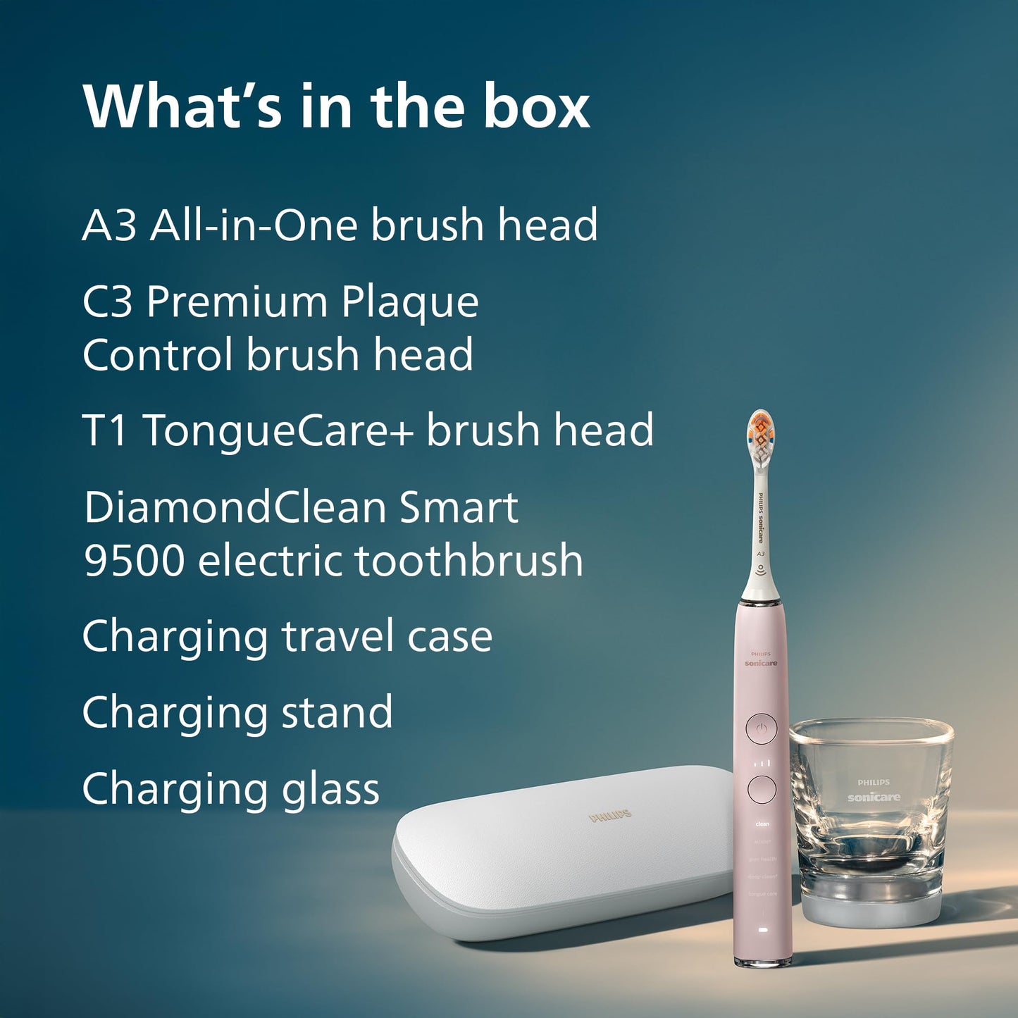 Philips Sonicare DiamondClean Smart 9500 Electric Toothbrush - Sonic Toothbrush with App, Pressure Sensor, 15 Brushing Settings, Replacement Reminder, USB Charging Travel Case, Black, Model HX9923/11