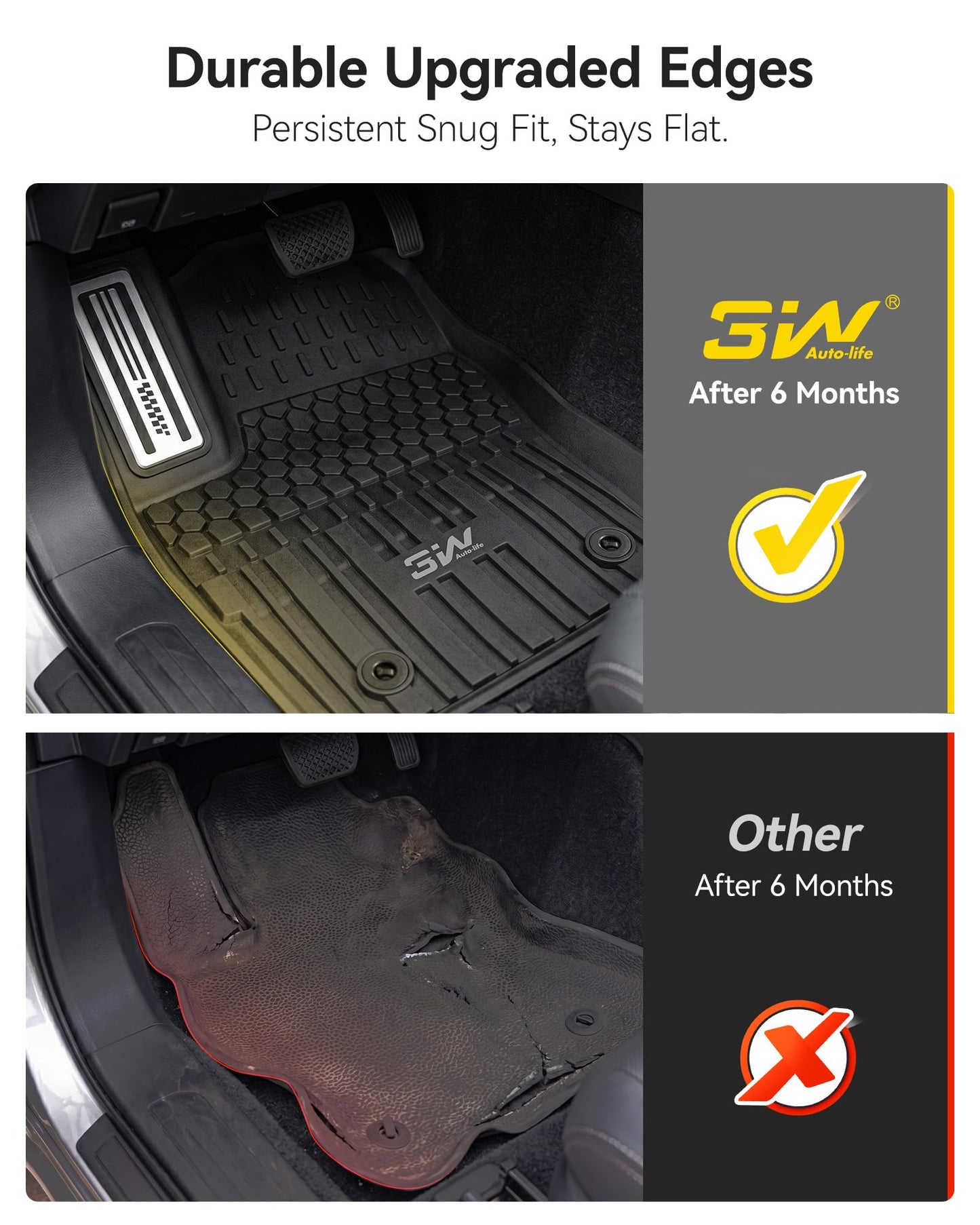 3W Floor Mats for Toyota Tacoma 2024 2025 2026 Double Cab Auto Tran(Not Fit Hybrid & XtraCab), TPE All Weather Custom Fit Floor Liner for Tacoma TRD/SR/SR5/limited Car Liners.