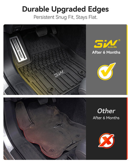 3W Floor Mats for Toyota Tacoma 2024 2025 2026 Double Cab Auto Tran(Not Fit Hybrid & XtraCab), TPE All Weather Custom Fit Floor Liner for Tacoma TRD/SR/SR5/limited Car Liners.