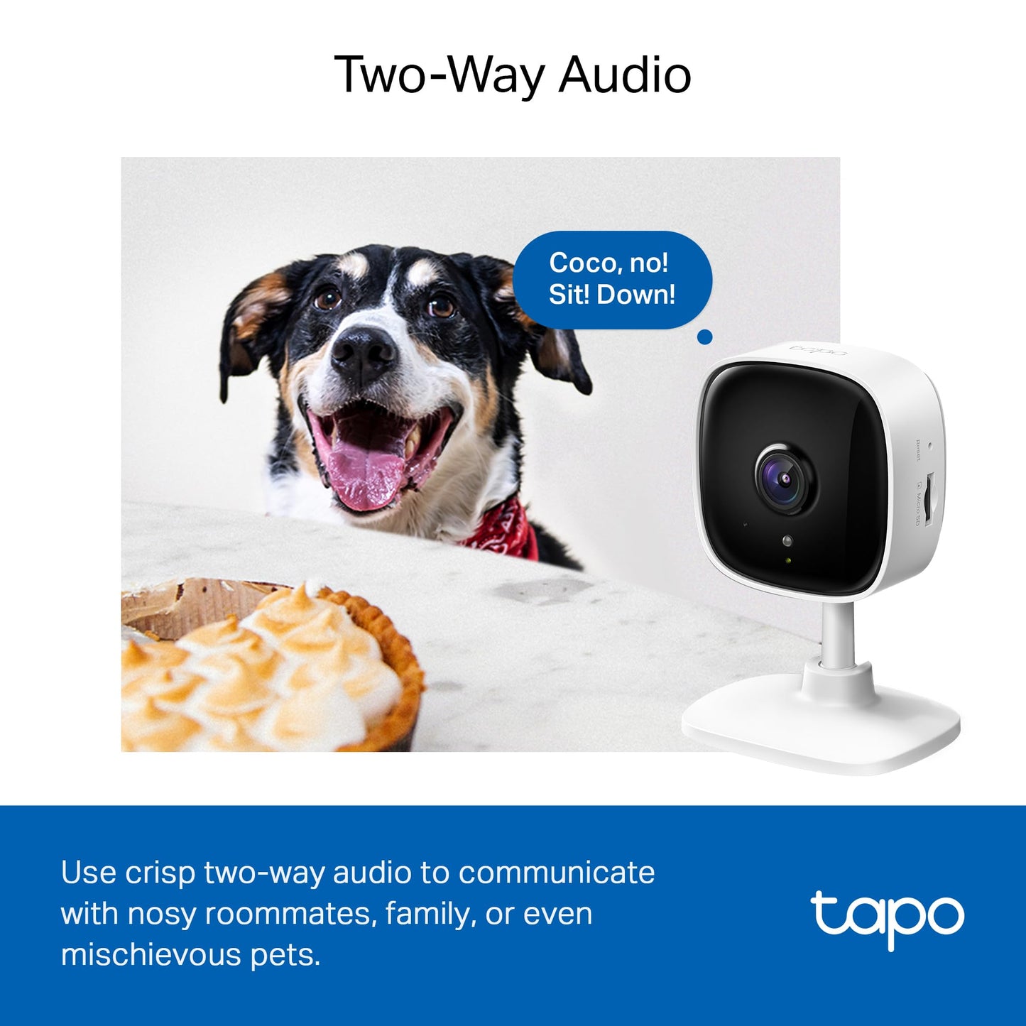 Tapo 1080P Indoor Wired Security Camera - Works as a Baby Monitor & Pet Camera, Motion Detection, 2-Way Audio, Siren, Night Vision, Subscription-Free Local Storage or Optional Cloud, C101