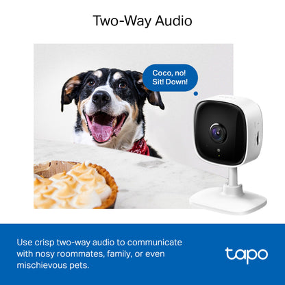 Tapo 1080P Indoor Wired Security Camera - Works as a Baby Monitor & Pet Camera, Motion Detection, 2-Way Audio, Siren, Night Vision, Subscription-Free Local Storage or Optional Cloud, C101