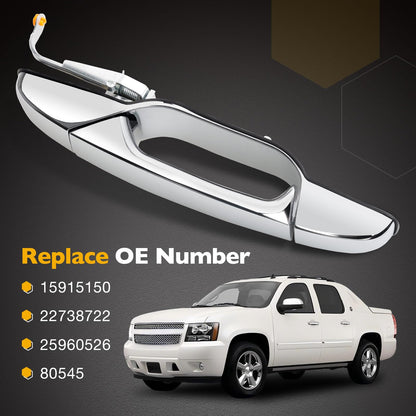 Außenliegender Chrom-Türgriff vorne links Fahrerseite | Ersatz für 2007-2013 Chevy Silverado Suburban Tahoe Avalanche GMC Sierra Yukon Cadillac Escalade | Ersetzt# 20828258, 22738721, 25960525