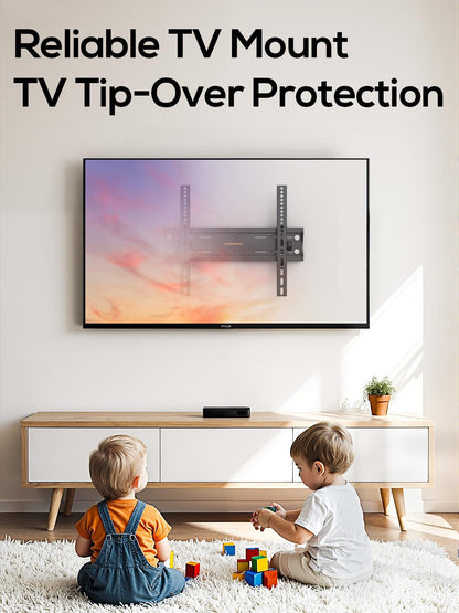 IWORKBOARD 55 65 75 85 inch Tilting TV Wall Mount for 32-90 '' TVs, Low Profile TV Mount Bracket, Safe Lock & Quick Release, Max VESA 600x400mm, 24 inch Studs,132 lbs, Fit Most 55+ 75+ 85+ 86 TVs