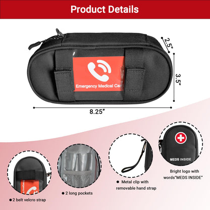 EpiPen Carry Case Insulated, Travel Medical Bag with YKK Zipper, Hold 2 Epi Pens or Auvi-Q, Anti-Histamine, Asthma Inhaler, Allergy Medicines, Emergency Medication Organizer Pouch, Red