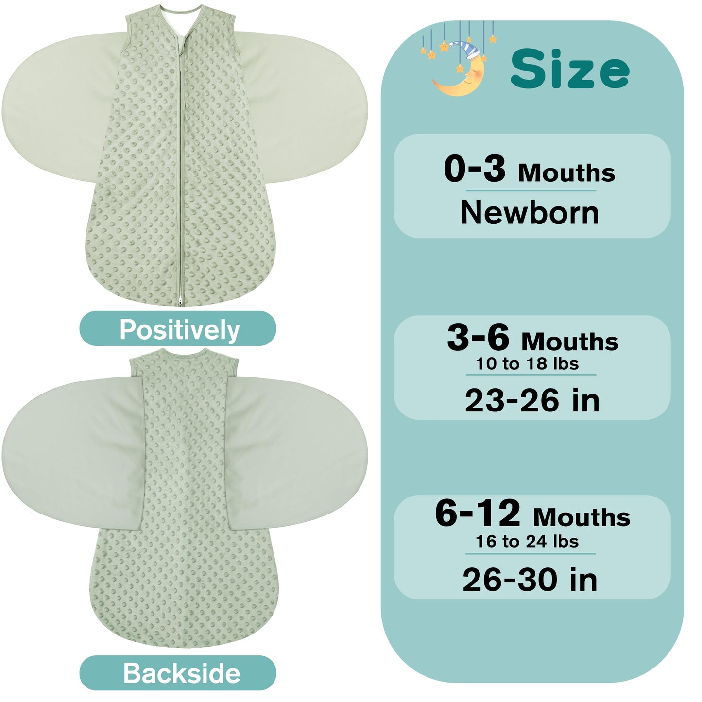 BSTOPPT Fleece Newborn Sleep Sack Baby Swaddle,3-Way Adjustable Wearable Blanket,2 Pack Fleece Swaddling sleeping bag TOG 2.0， (Blue&Green, 0-3 Months)