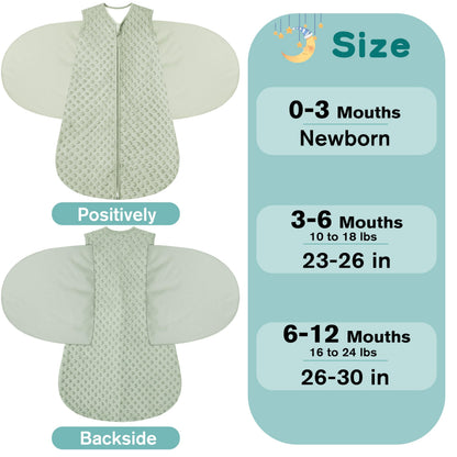 BSTOPPT Fleece Newborn Sleep Sack Baby Swaddle,3-Way Adjustable Wearable Blanket,2 Pack Fleece Swaddling sleeping bag TOG 2.0， (Blue&Green, 0-3 Months)