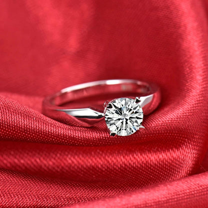 Aienid 18K White Gold Ladies Wedding Band 0.5ct Round Cut Diamond Promise Rings for Womens