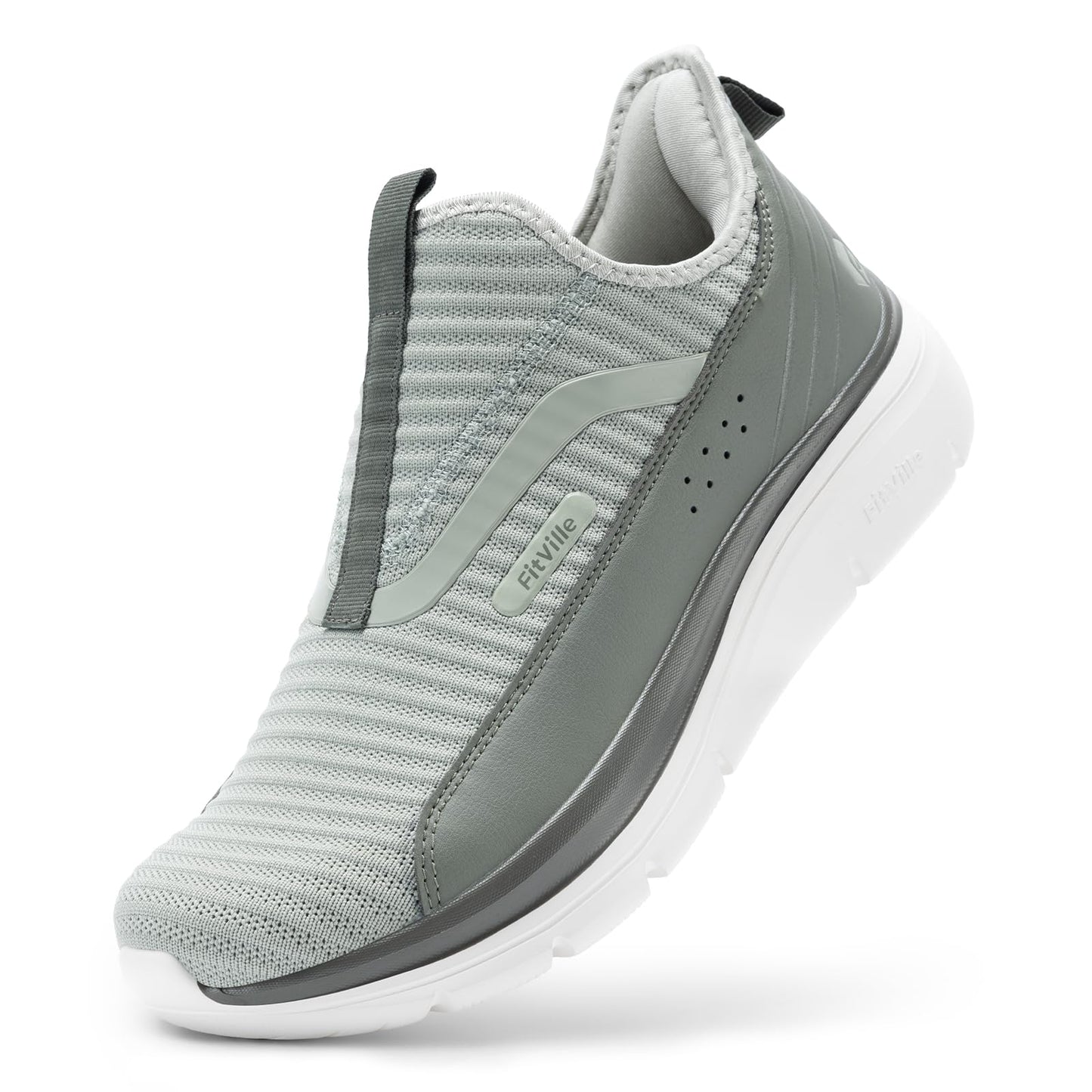 FitVille Men's Extra Wide Slip on Walking Shoes with Arch Support Men Slip on Sneakers for Foot Pain Relief-Stepease V2