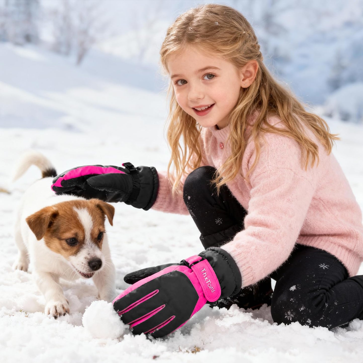 ThxToms Kinder Winterhandschuhe Wasserdichte Ski-Snowboardhandschuhe für Outdoor-Sportarten, Jungen und Mädchen Kaltwetter-Fahrradhandschuhe