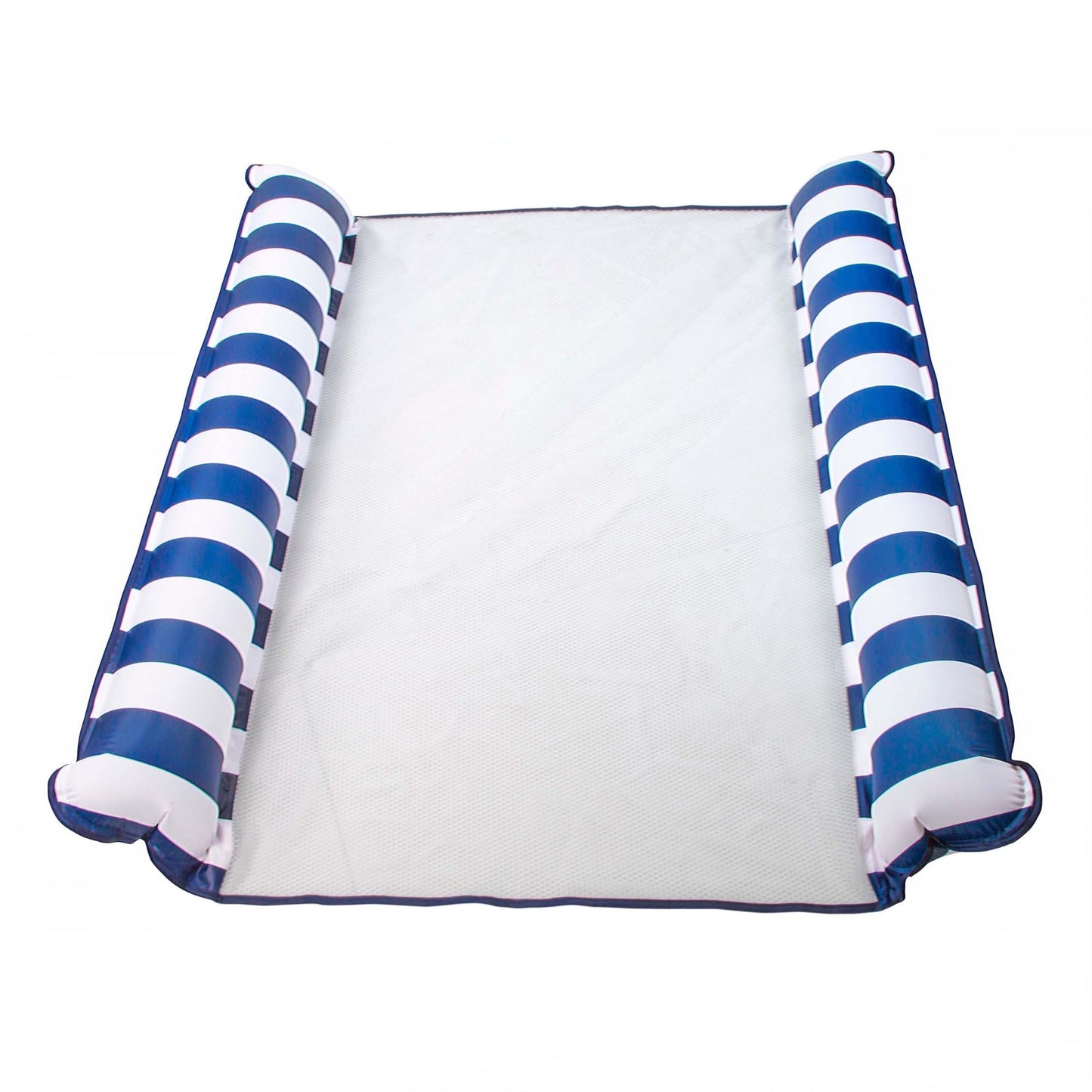 Aqua 4-in-1 Monterey Hammock Pool Float & Water Hammock, Multi-Purpose, Inflatable Pool Floats for Adults, Patented Thick, Non-Stick PVC Material, One Light Blue & One Navy/White Stripe, 2-Pack