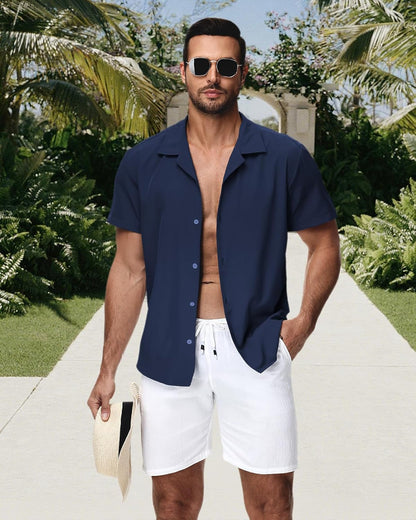 HMIYA Herren Hawaiihemden Kurzarm Button-Up Hemd Herren S-3XL