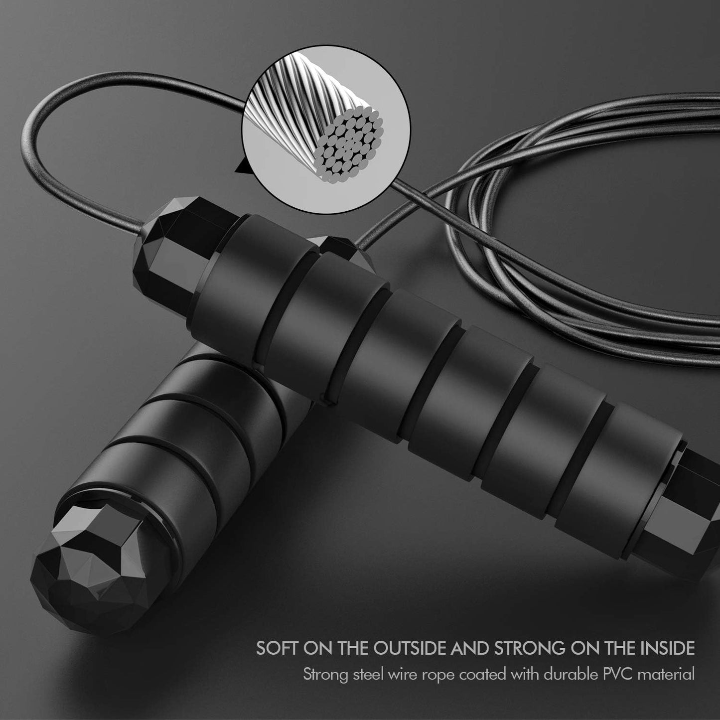 Jump Rope, Tangle-Free Rapid Speed Jumping Rope Cable with Ball Bearings for Women, Men and Kids