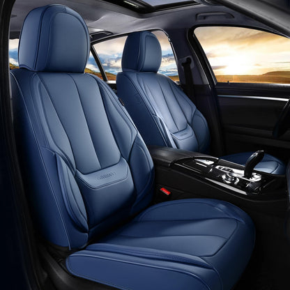 Coverado Car Seat Covers 5 Pieces, Full Set Universal Seat Covers for Cars, Waterproof Nappa Leather Auto Seat Protectors with Head Pillow, Car Interiors Fit for Most Sedans SUV Pick-up Truck, Black