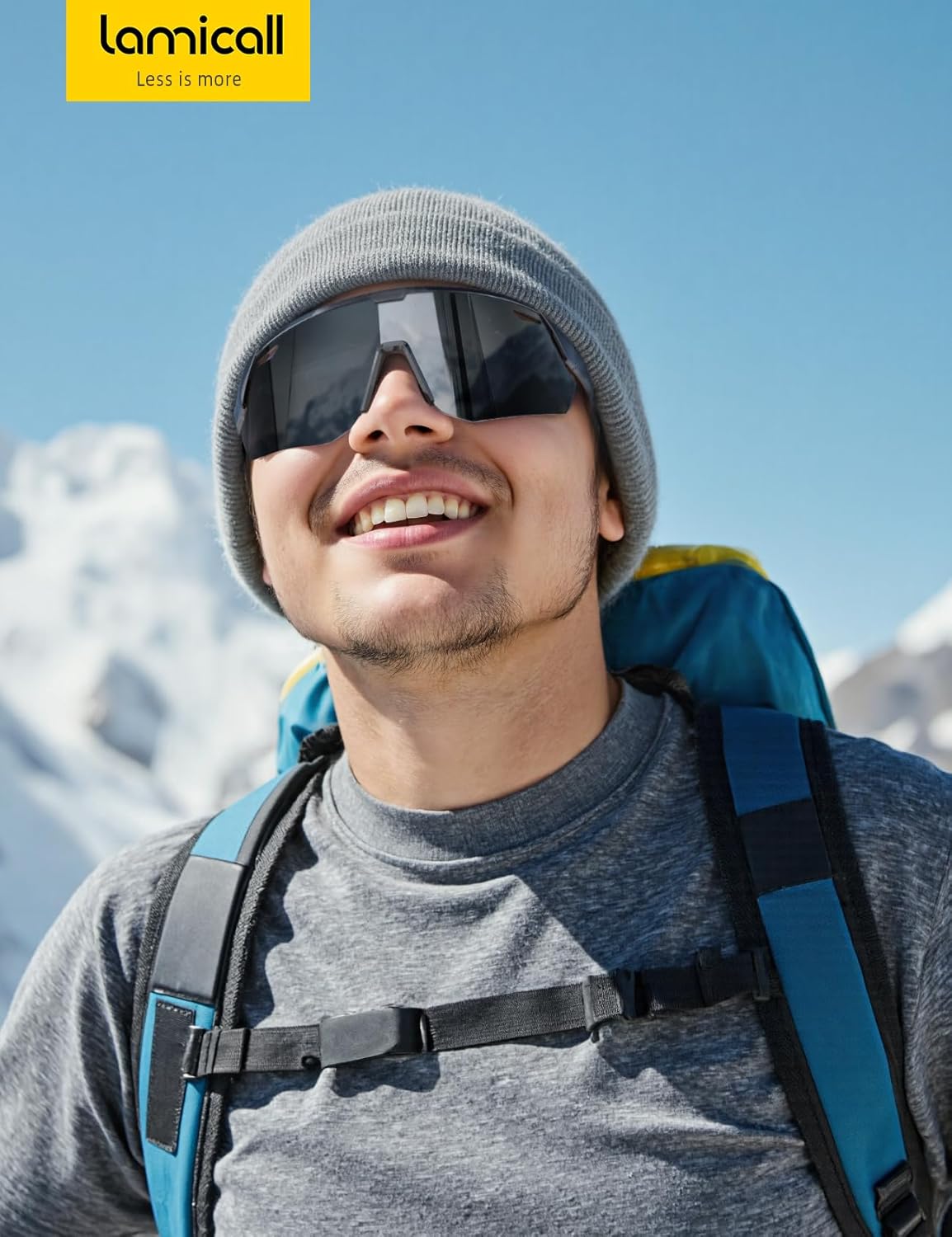 Lamicall Polarisierte Sportsonnenbrille Herren Damen, [24g Ultraleicht] Verstellbares Nasenpad Sportbrille für Fahrrad Wandern Laufen