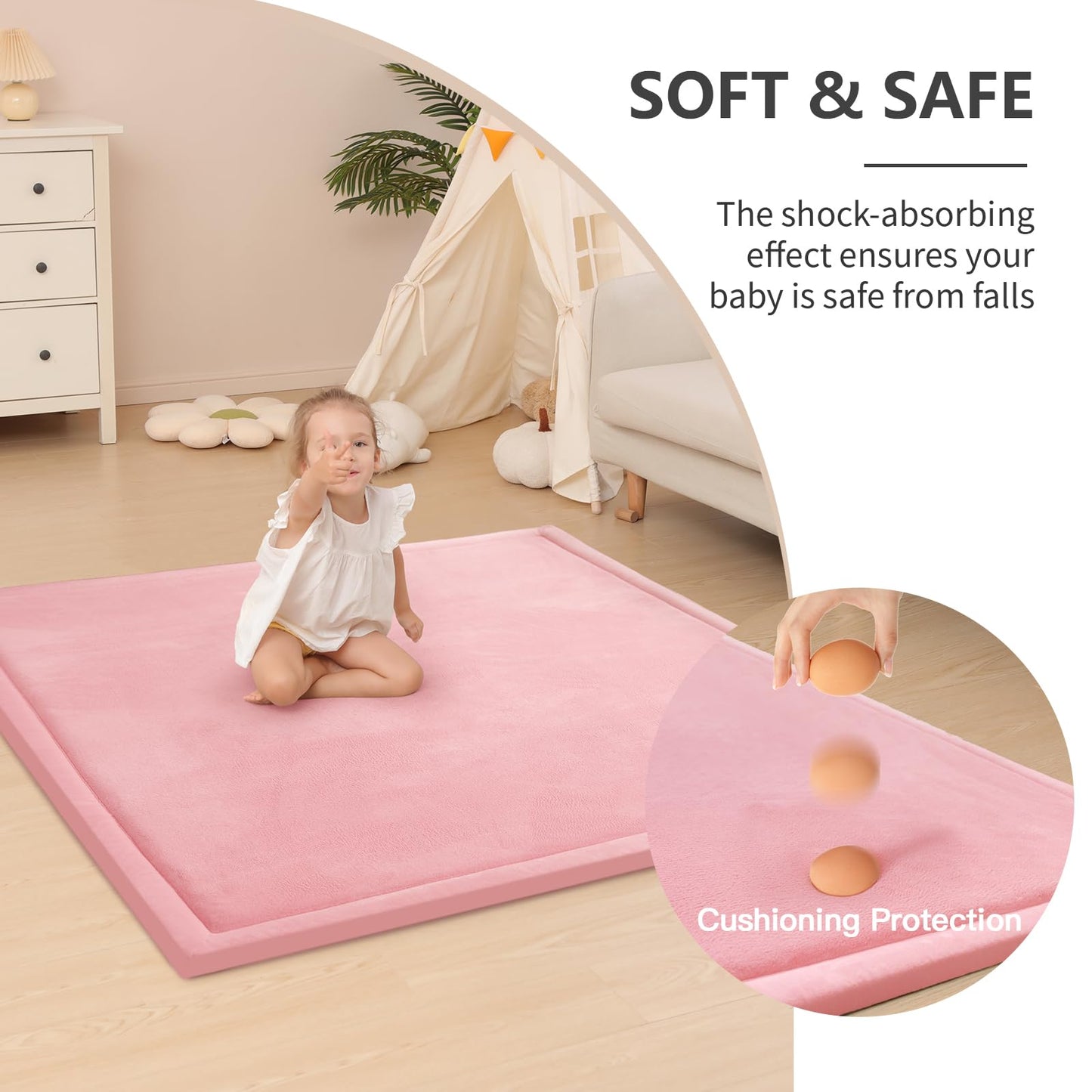 Huloo Sleep Ultra Soft Baby Spielmatte für den Boden, 3,3 cm dicke Elasti-Foam 127x127 cm Laufgittermatte für Kleinkinder, rutschfeste Rückseite, sicher zum Krabbeln und für die Bauchlage, Tatami-Stil (Dunkelgrau)