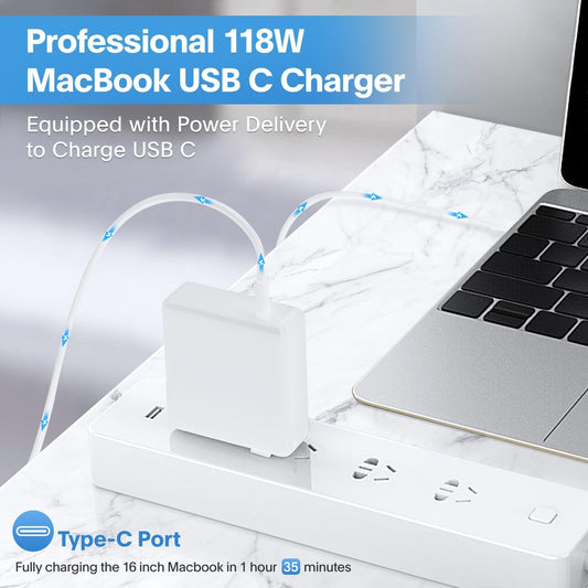 Mac Book Pro Charger - 118W USB C Charger for Fast Charging