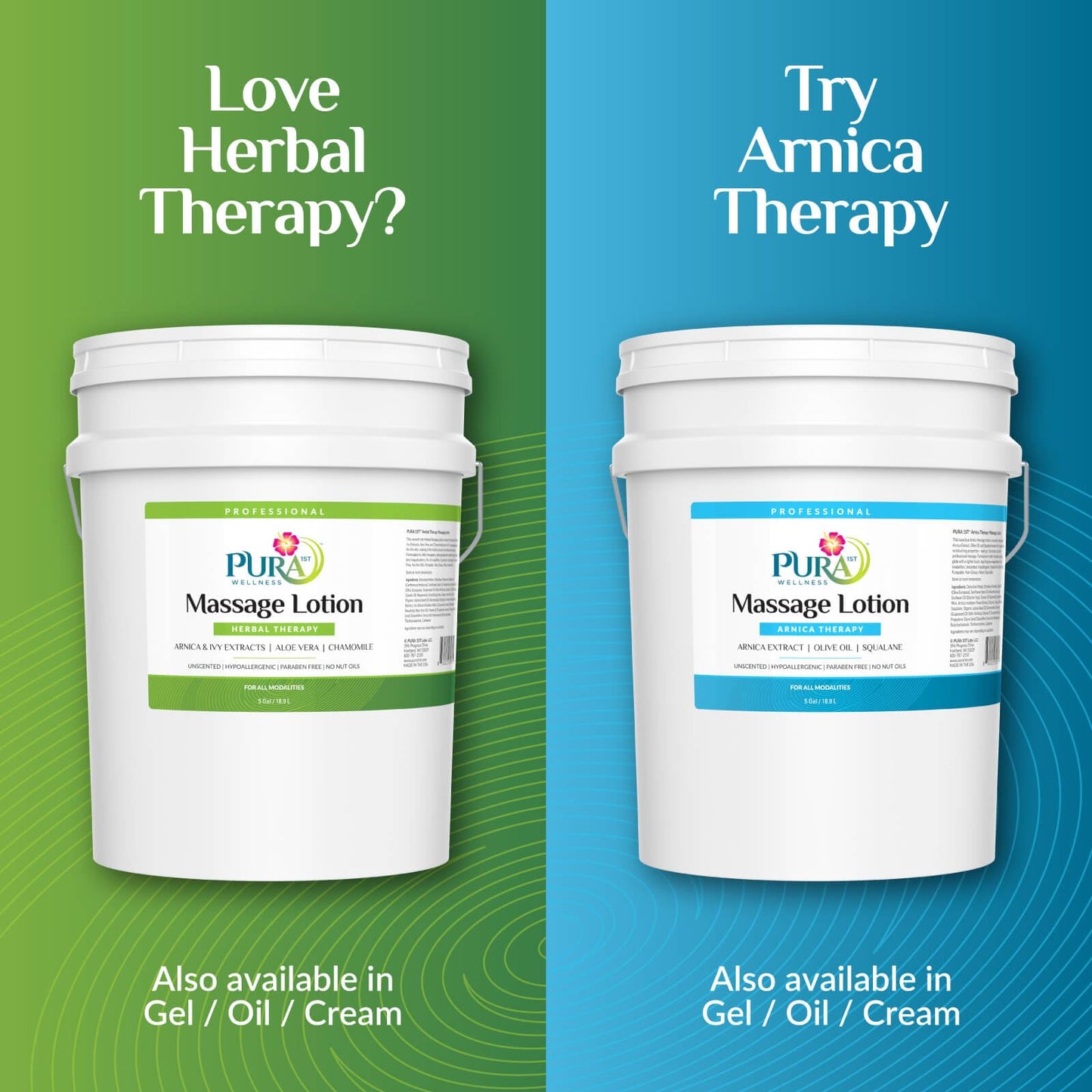 Herbal Therapy 1 Gallon Massage Lotion, Aloe Vera, Professional, Massage Therapy, Deep Tissue, Unscented, Hypoallergenic, Natural Ingredients, Skin Hydrating, Moisturizing, Muscle Relief