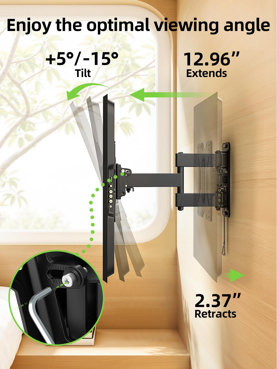 USX MOUNT TV Wall Mount for 32-74 inch Flat Screen/LED/4K up to 110lbs, Full Motion TV Mount Bracket with Swivel & Tilt Articulating Dual Arms, Max VESA 400x400mm, Fits 12/16" Wood Studs