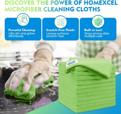 HOMEXCEL Mikrofasertuch 12er-Pack, 31,75 x 31,75 cm Mikrofasertücher für Autos, ultra-saugfähiges Autowaschtuch, fusselfreie, streifenfreie Reinigungstücher für Auto, Küche und Fenster (Grau)