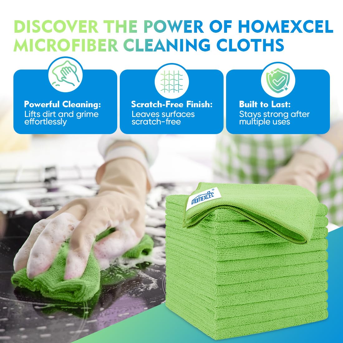 HOMEXCEL Microfiber Cleaning Cloth 12 Pack, 12.5 x 12.5 inch Microfiber Towels for Cars, Ultra Absorbent Car Washing Cloth, Lint Free Streak Free Cleaning Rags for Car, Kitchen, and Window (Grey)