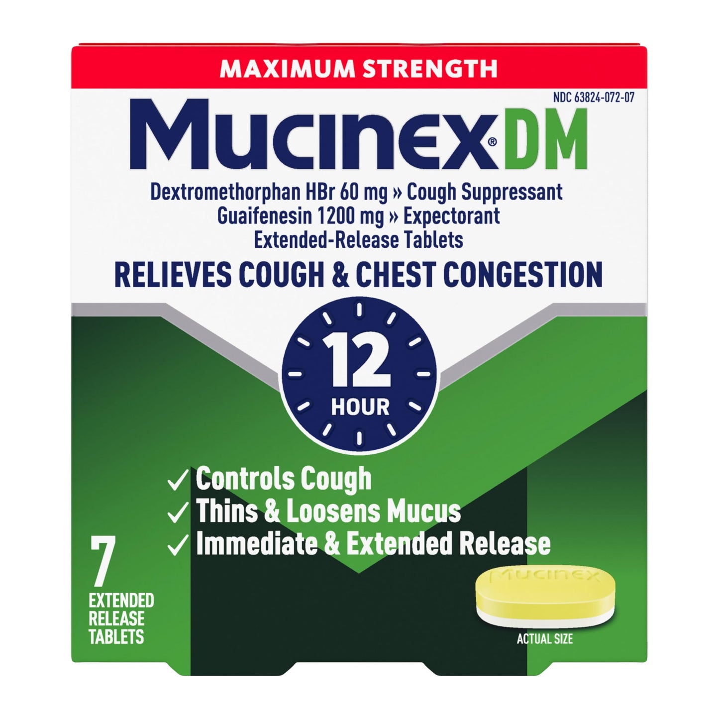 Mucinex DM Maximum Strength Cough Suppressant & Expectorant Tablets, 28ct - 1200mg Guaifenesin (Pack of 2)