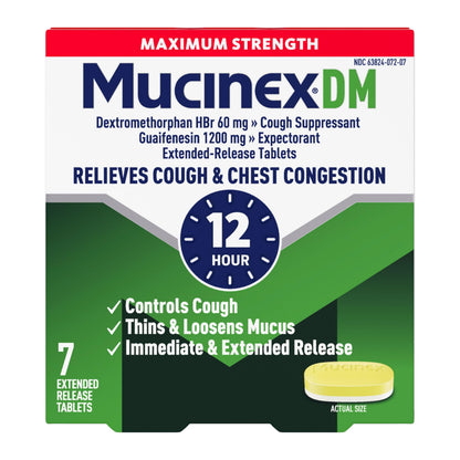 Mucinex DM Maximum Strength Cough Suppressant & Expectorant Tablets, 28ct - 1200mg Guaifenesin (Pack of 2)
