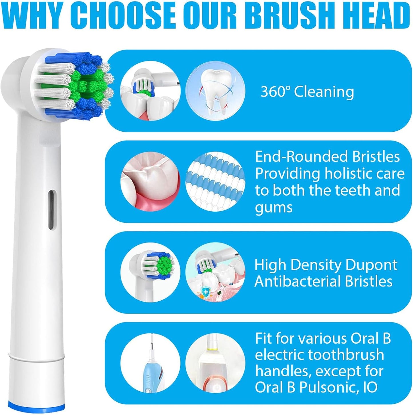 Ersatz-Zahnbürstenköpfe kompatibel mit Oral B Braun, 20 Stück professionelle elektrische Zahnbürstenköpfe Ersatzköpfe für Oral B Nachfüllpackung Pro 500/1000/1500/3000/3757/5000/7000/7500/8000