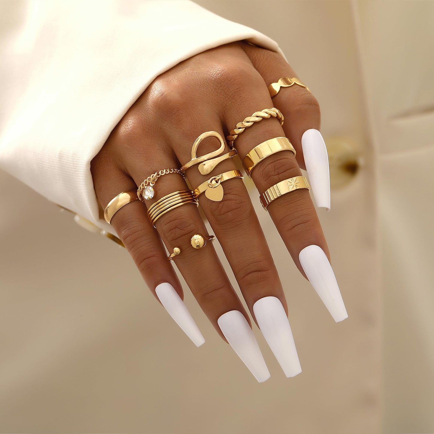 FAXHION 24-60 Pcs Gold Stackable Rings for Women, Knuckle Rings Chunky Gold Ring Set Dainty Stacking Cute Rings, Multiple Sizes Cute Jewelry Set Gift