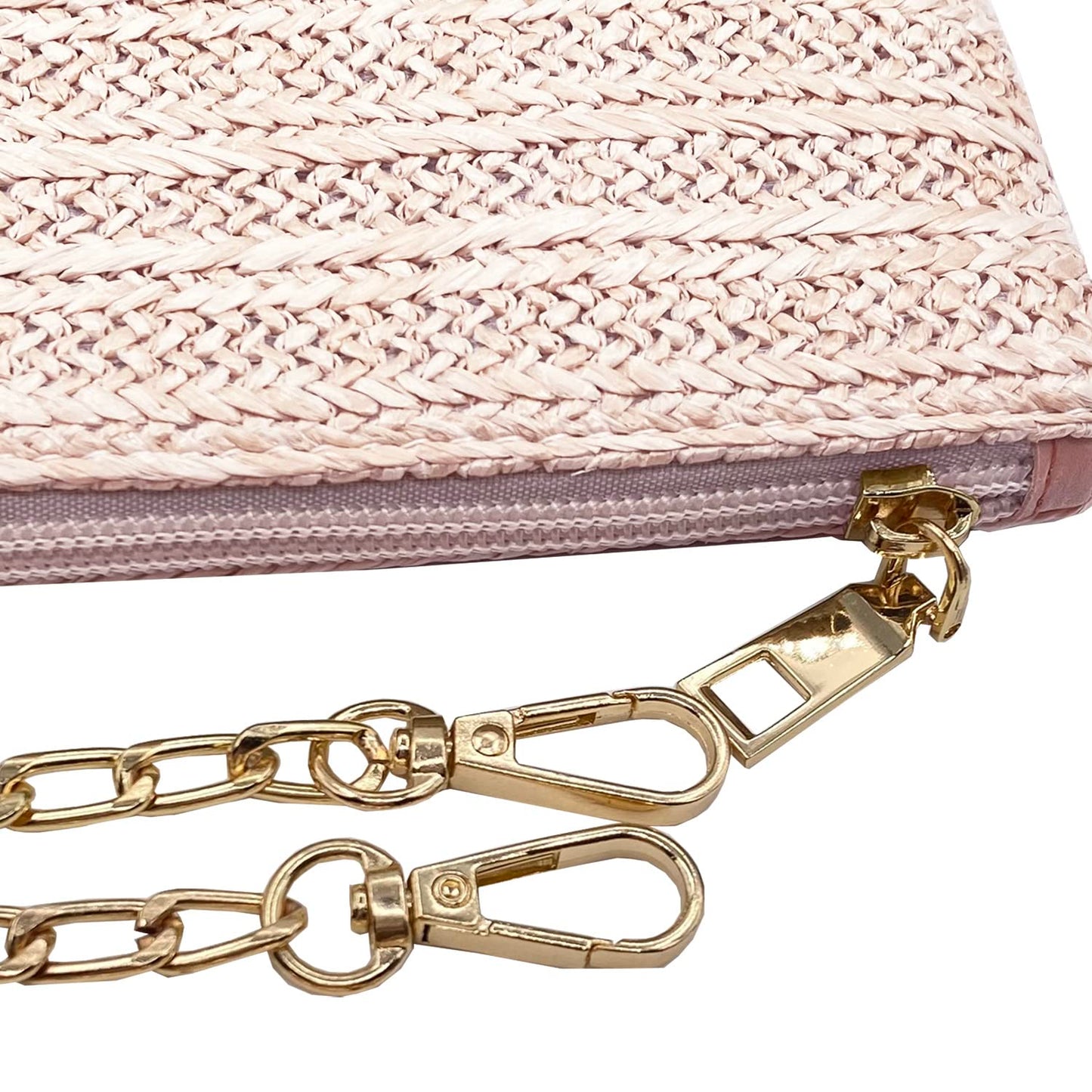 Beurlike Strohkupplung Geldbörsen für Frauen Strand Handgelenktasche Kleine Umhängetasche für Mädchen (Natur)