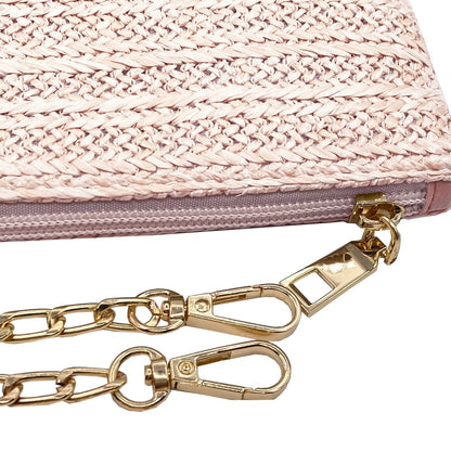 Beurlike Strohkupplung Geldbörsen für Frauen Strand Handgelenktasche Kleine Umhängetasche für Mädchen (Natur)