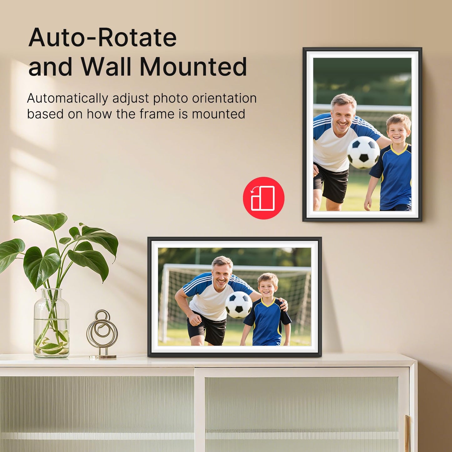 Frameo 10.1 Inch WiFi Digital Picture Frame, Smart Cloud Electronic Photo Frame with HD IPS Touch Screen Slideshow 32GB Memory Auto-Rotate Wall Mount, Share Photos/Videos from Phone - Gifts for Mom