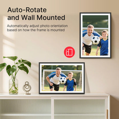 Frameo 10.1 Inch WiFi Digital Picture Frame, Smart Cloud Electronic Photo Frame with HD IPS Touch Screen Slideshow 32GB Memory Auto-Rotate Wall Mount, Share Photos/Videos from Phone - Gifts for Mom