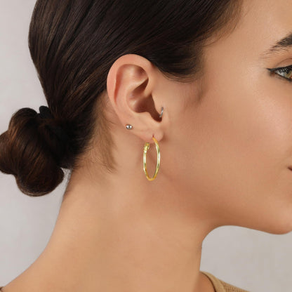 Große Gold Creolen für Frauen, Hypoallergene Dünne Gold Creolen, Sterling Silber Creolen für Damen, Extra Große, Mittelgroße, Große Creolen