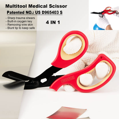 MEUUT 2 Pack Medical Scissors Trauma Shears for Left and Right Hand -Patented Bandage Scissors All Purpose with Non-Stick Blades, Surgical Grade Shears Stainless Steel EMT Scissors for Nurses EMT