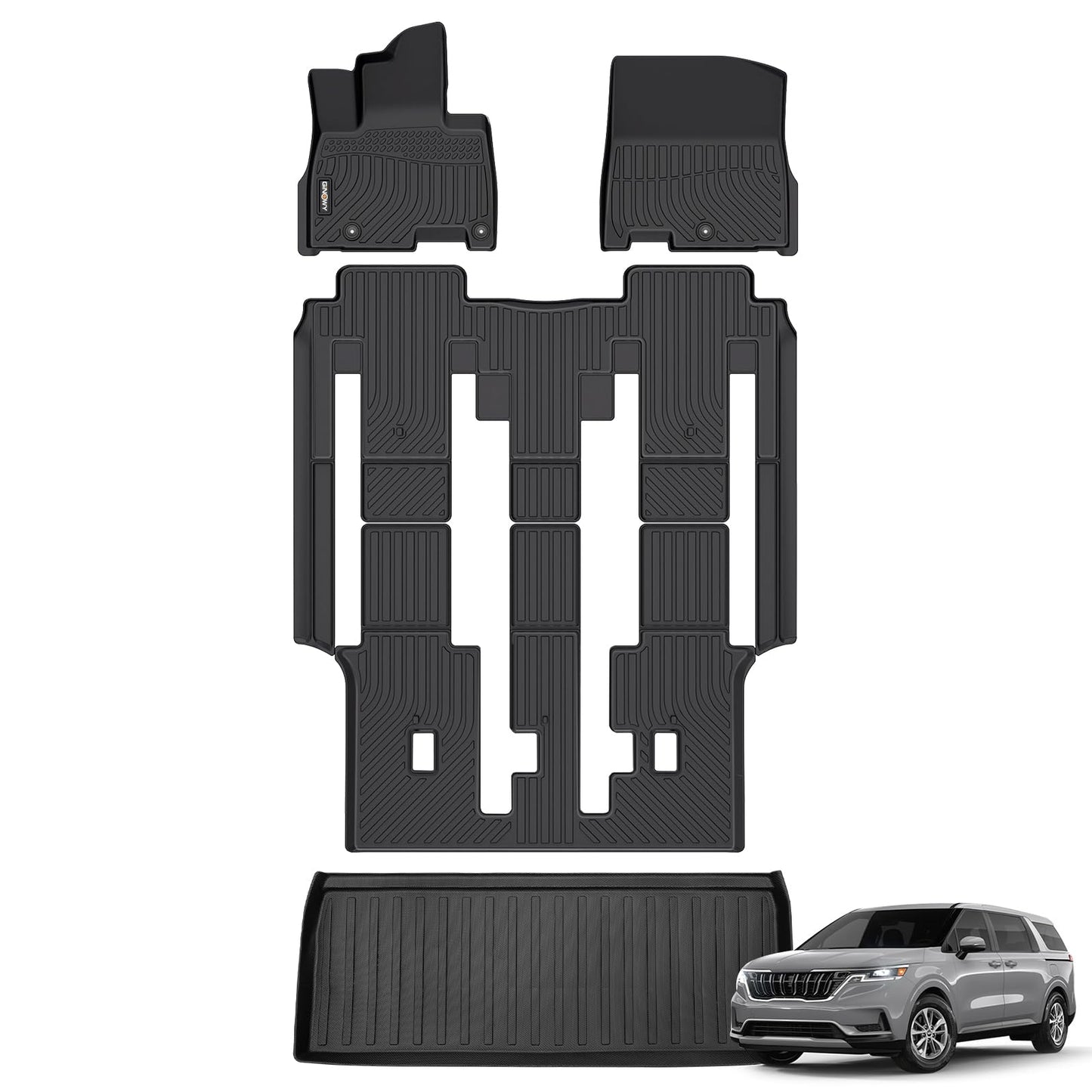 GINOWY-Floor Mats for Toyota 4Runner 1996-2002,1st+2nd Row,TPE All Weather Car Mats Custom Fit Rubber Floor Liners Car Accessories for Toyota 4Runner