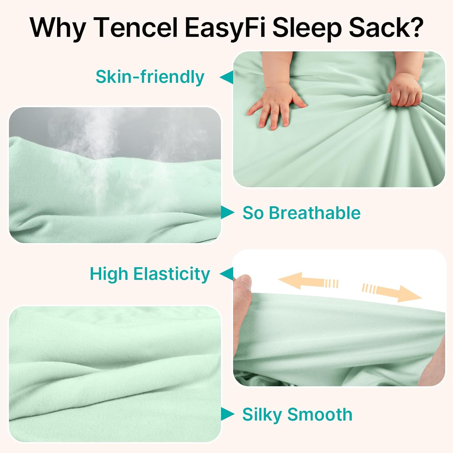 Supersoft Rayon Made from Bamboo Sleep Sack 3-6 Months Newborn Sleep Sack 0-3 Months 1.0 Tog Baby Wearable Blanket with 2-Way Zipper Unisex Sleeping Bag for Babies (2 Pack) Green & Blue
