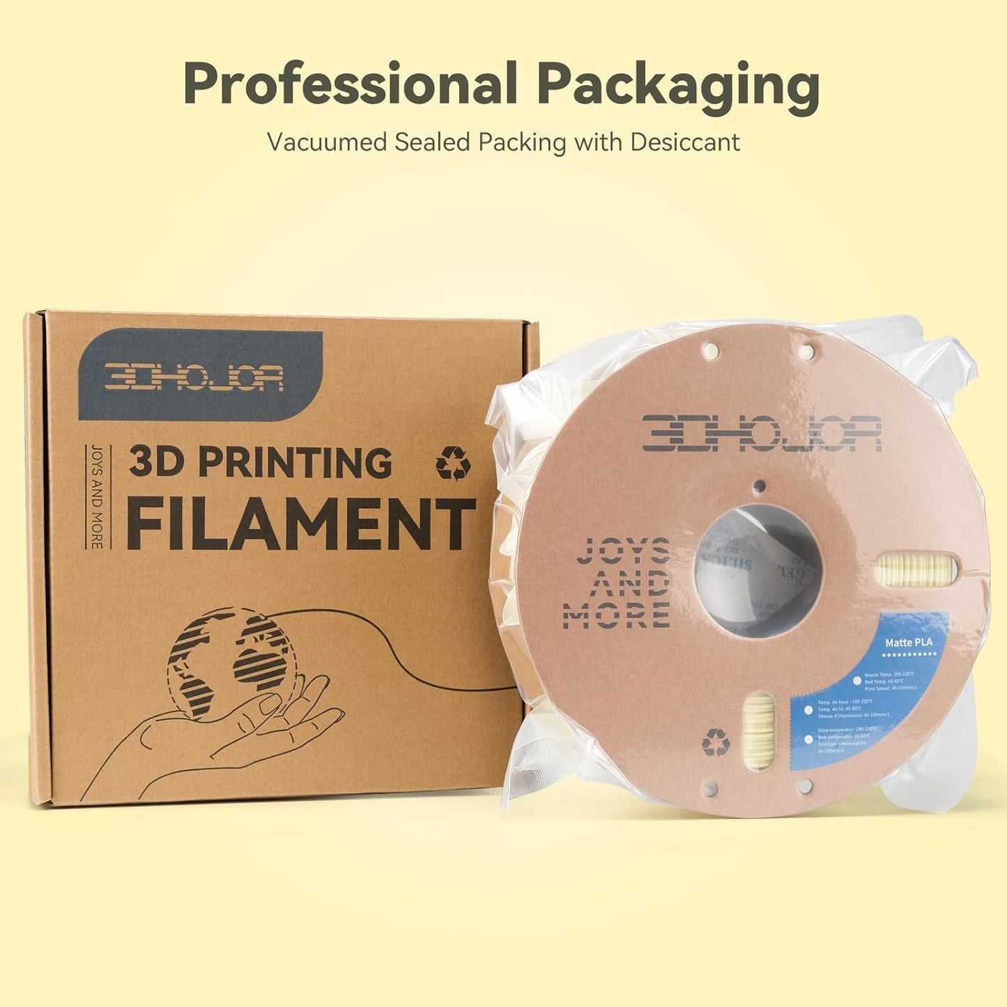 3DHoJor PLA+ Filament 1.75mm, 3D-Drucker-Filament PLA Plus, Kartonspule 3D-Druck-Filament, Maßgenauigkeit +/- 0.03 mm, Lila, 1kg
