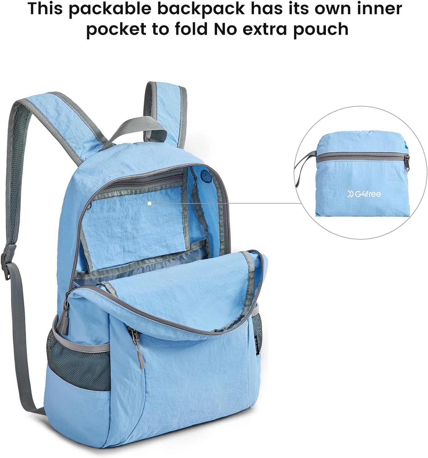 G4Free 20L Lightweight Packable Backpack Foldable Travel Hiking Daypack for Men and Women