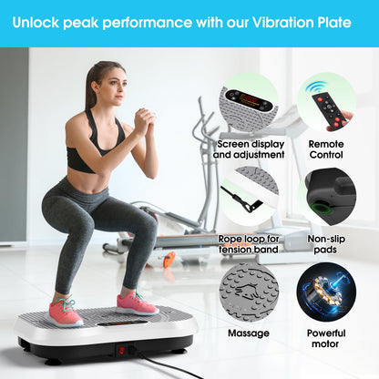 SoftGym Waver Vibration Plate Exercise Machine for Lymphatic Drainage Weight Loss,120 Speed Levels Vibrating Platform with Resistance Bands,Full-Body Workout Equipment for Muscle Activation