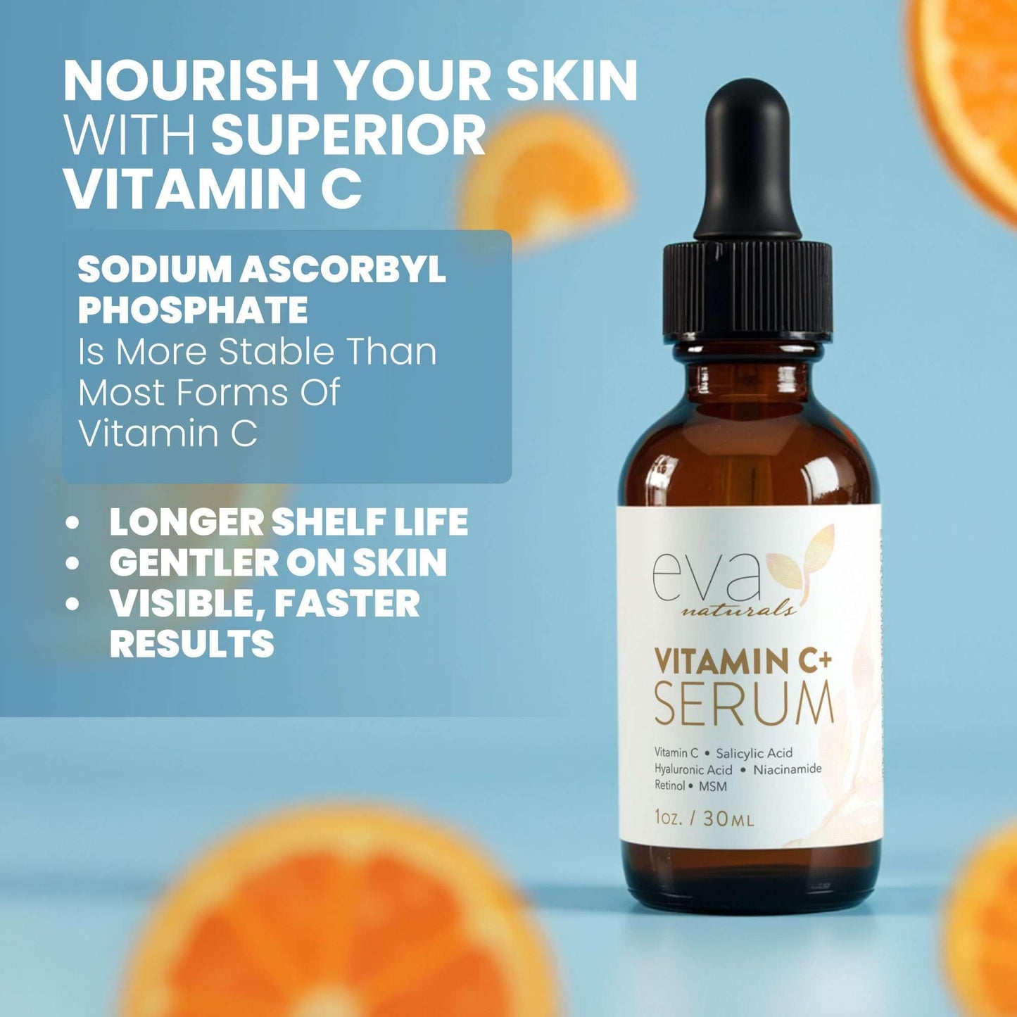 Eva Naturals Vitamin C Serum für das Gesicht – Anti-Aging Dark Spot Remover mit Retinol, Hyaluronsäure, Niacinamid & Salicylsäure – Gesichtsserum für Frauen für klare, glatte, strahlende Haut