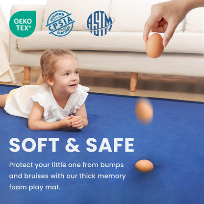 Huloo Sleep Ultra Soft Baby Spielmatte für den Boden, 3,3 cm dicke Elasti-Foam 127x127 cm Laufgittermatte für Kleinkinder, rutschfeste Rückseite, sicher zum Krabbeln und für die Bauchlage, Tatami-Stil (Dunkelgrau)