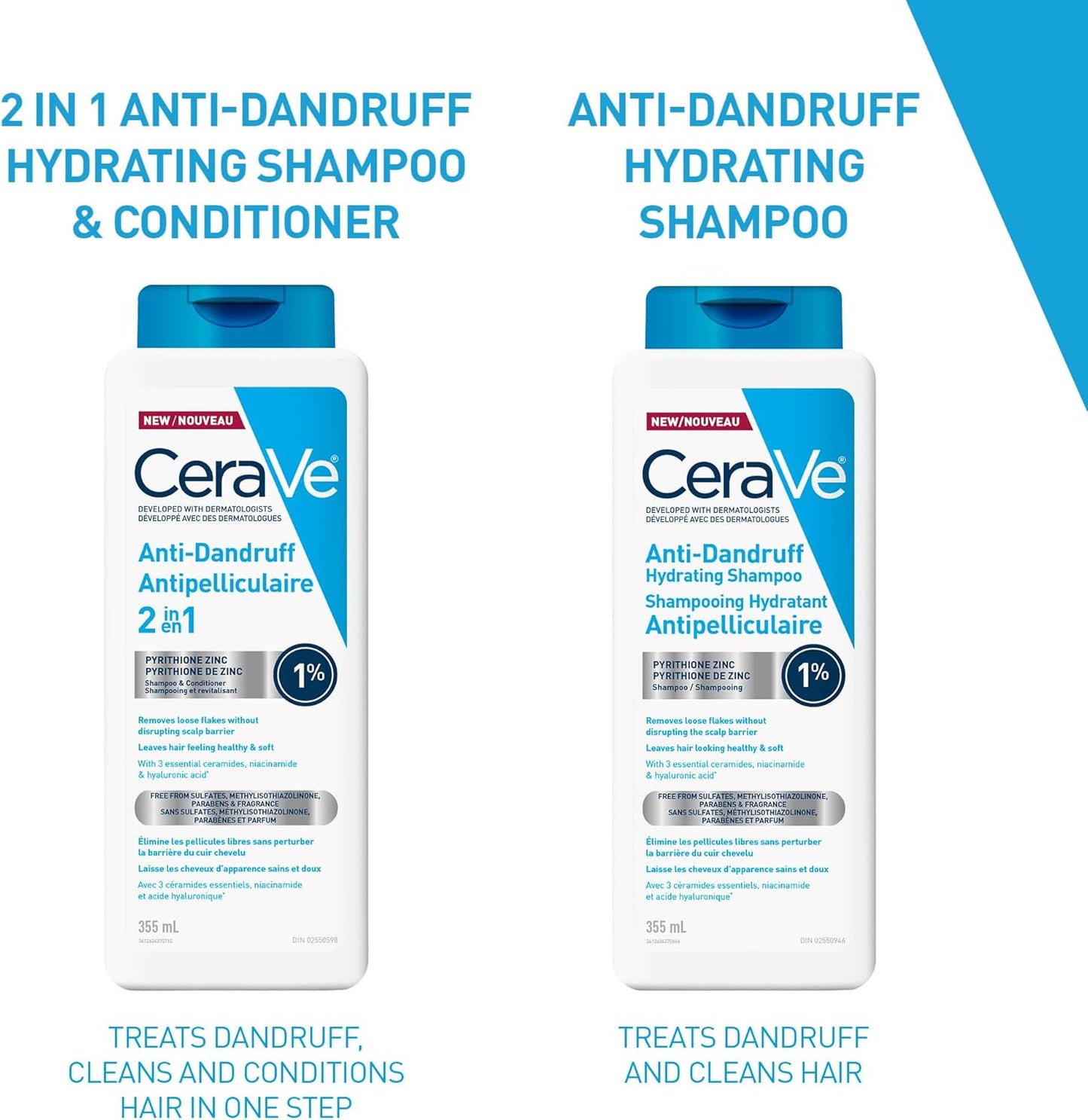 CeraVe Anti-Dandruff Hydrating Shampoo for Men & Women, Gently Cleanses Scalp & Hair While Reducing Flakes, Itchiness, and Irritation, Paraben-Free, Sulfate-Free, Suitable for All Hair Types. 355mL