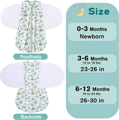 BSTOPPT Fleece Newborn Sleep Sack Baby Swaddle,3-Way Adjustable Wearable Blanket,2 Pack Fleece Swaddling sleeping bag TOG 2.0， (Blue&Green, 0-3 Months)