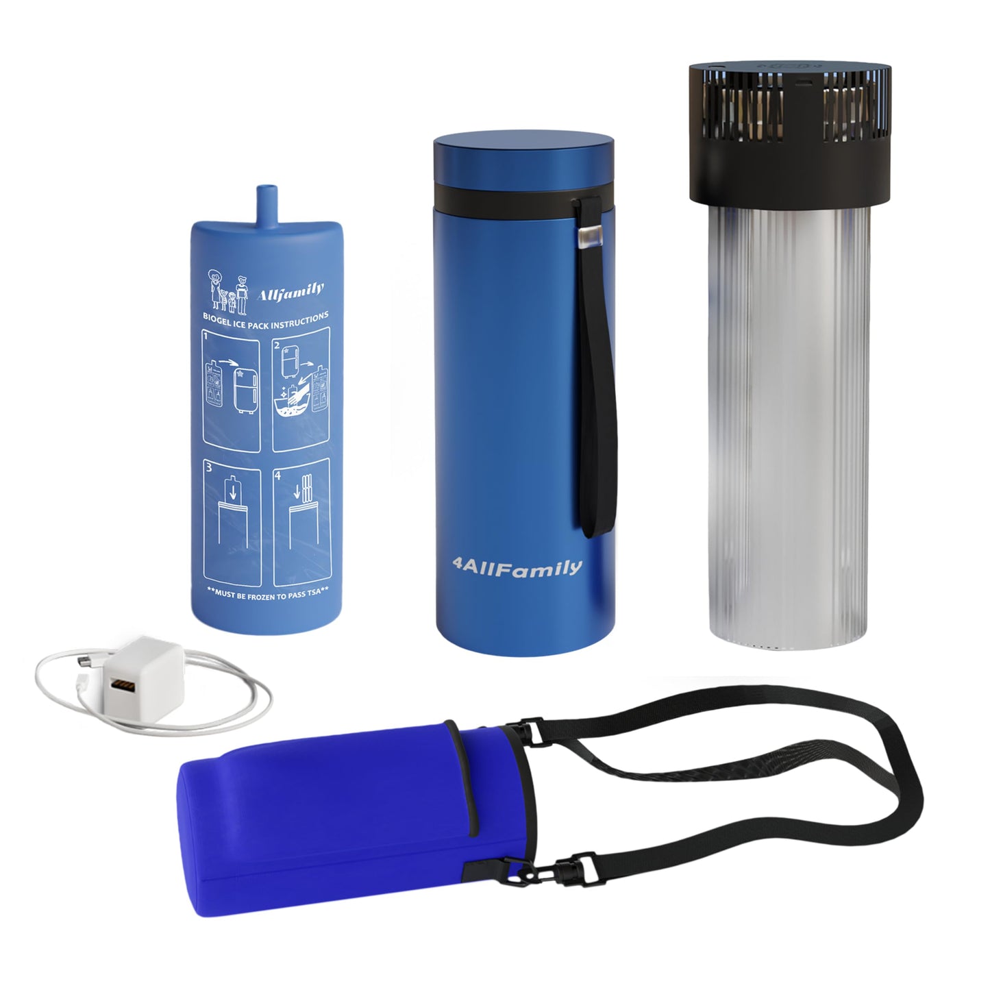 4ALLFAMILY Voyager Auto Shut Off Cooler Travel Case TSA Approved (1–7 Medication Pens) – On–The–Go Medical Cooler with Biogel & USB Charger – Diabetes Travel Case for Insulin & EpiPens (Magenta)