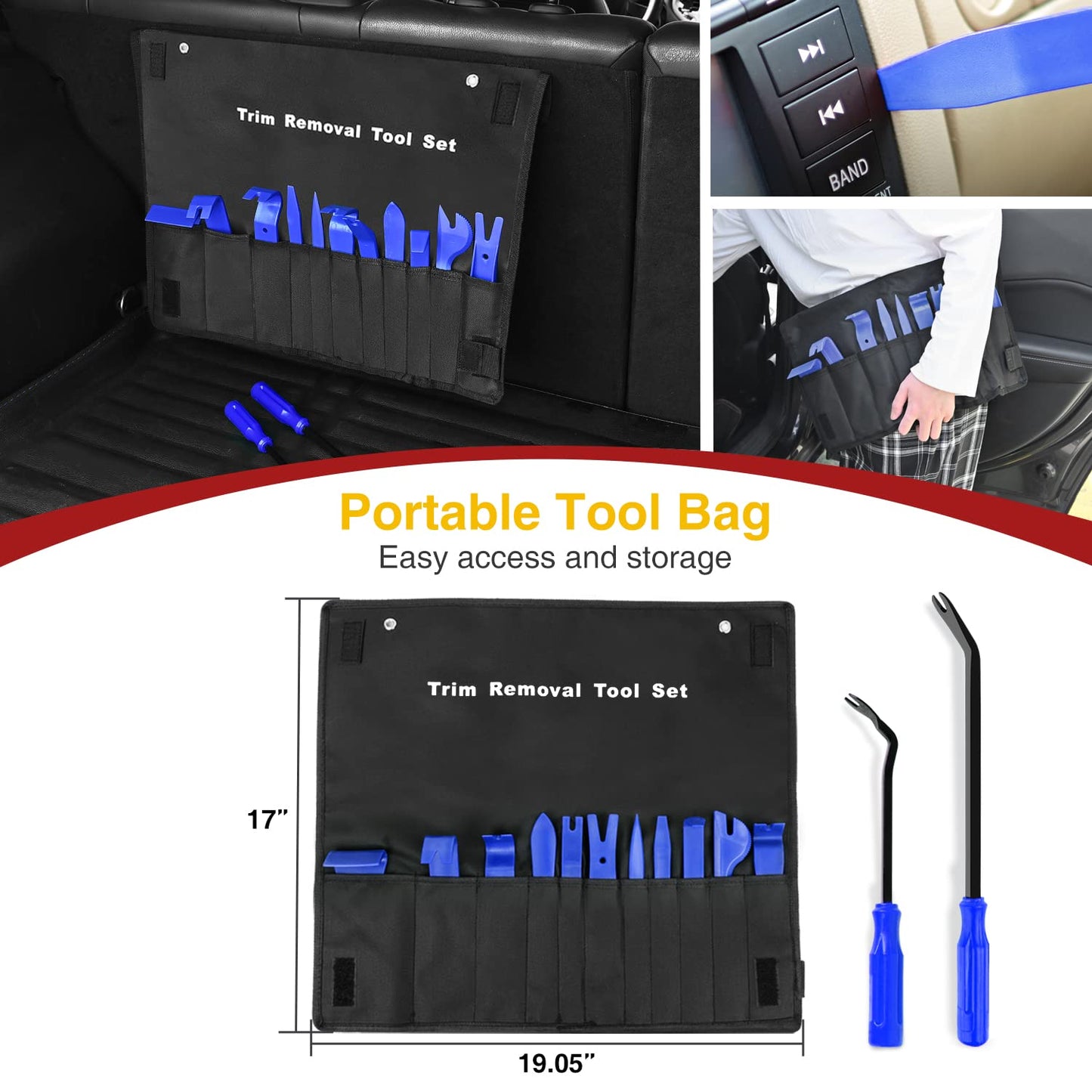 GOOACC 5PCS Auto Trim Removal Tool Kit No-Scratch Pry Tool Kit for Car Door Clip Panel & Audio Dashboard Dismantle -5PCS